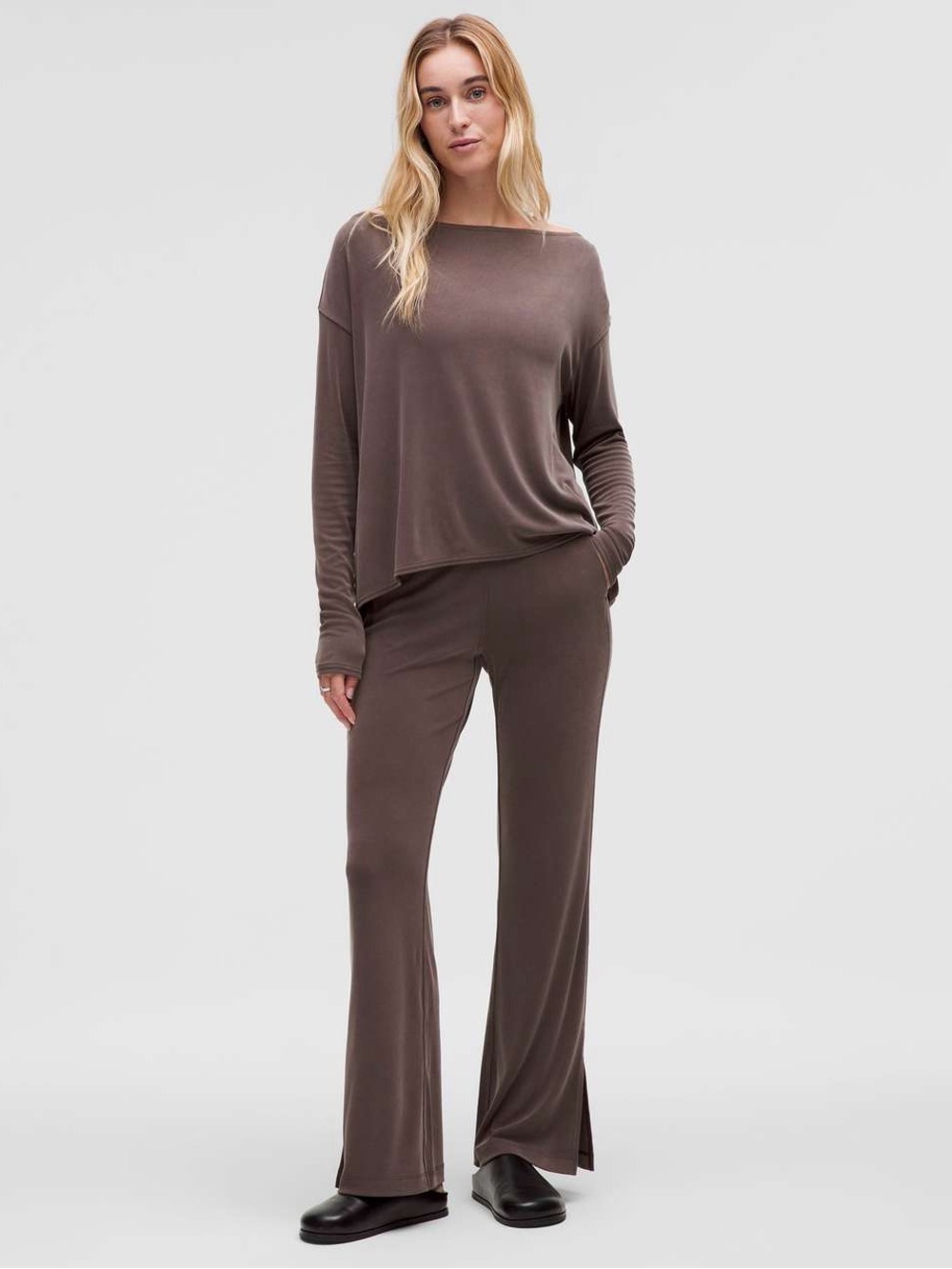 lululemon athletica Women's Long-Sleeve Drapey Softstreme Set in Dark Brown